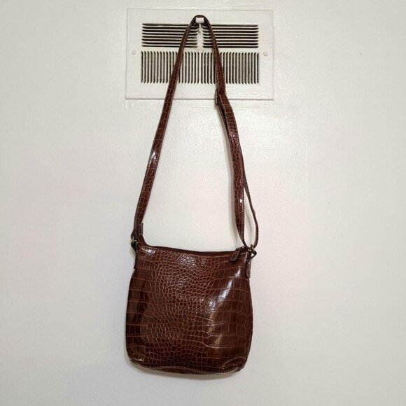 Brighton Croc-Embossed Leather Shoulder Bag